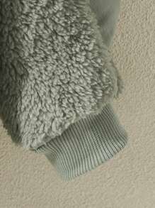 Baby Girl 3D Design Hooded Teddy Jacket - Army Green - View 4