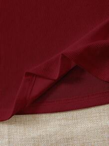 Soleia Camiseta ribete con fruncido tejido de canalé
