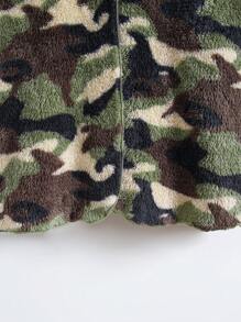 Thiếu niên cô gái Camo In áo có mũ Lông cừu áo Không có áo len - xanh quân đội - Xem 5