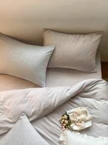 3pcs Grey Crystal Velvet Duvet Cover Set