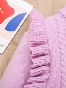 SHEIN Bebé niña Jersey ribete con fruncido tejido de cable
