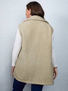 Celure Hơn Chi tiết về Flap Teddy Áo vest - Màu be - Xem 3