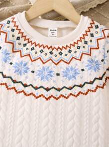 SHEIN Young Girl Geo Print Sweatshirt Dress