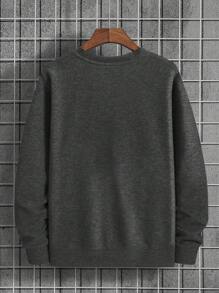 EURMUSE Men Solid Thermal Lined Sweatshirt - Dark Grey - View 2