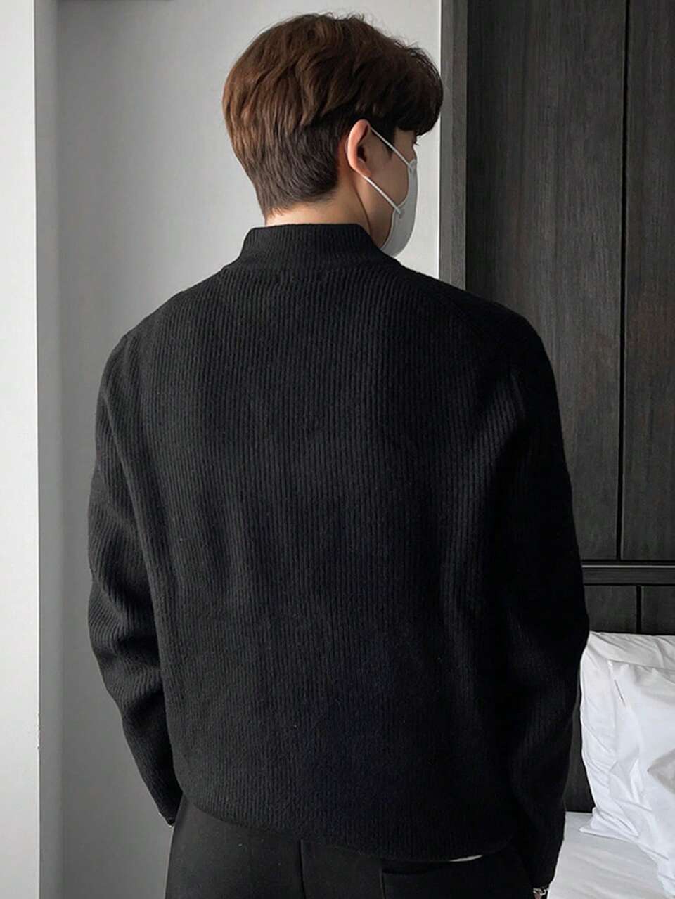 Men Ribbed Knit Quarter Zipper Sweater,Fall Clothes