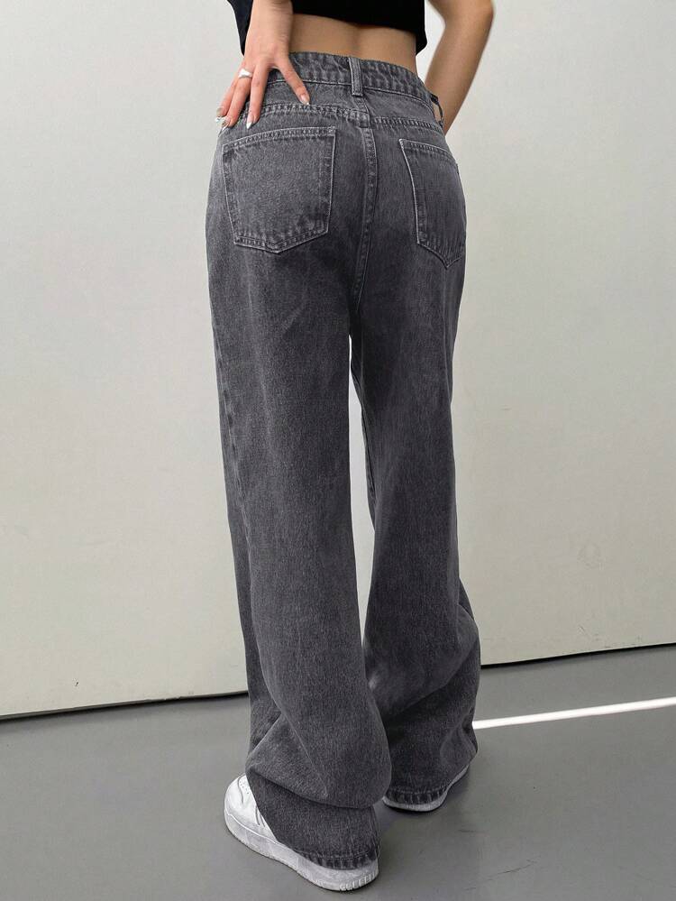 Slant Pocket Straight Leg Jeans Baggy Jeans