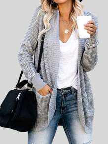 Cárdigan con bolsillos dobles y hombros caídos