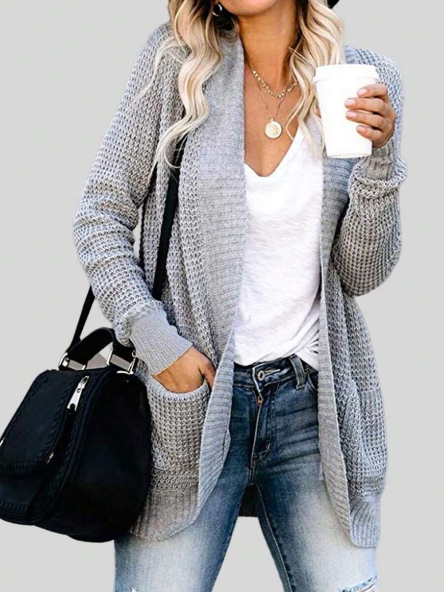 Cárdigan con bolsillos dobles y hombros caídos