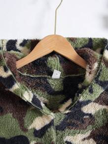 Thiếu niên cô gái Camo In áo có mũ Lông cừu áo Không có áo len - xanh quân đội - Xem 6