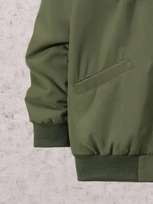 Cậu bé Tween Đồ họa Chữ cái Thả vai Dây kéo Áo khoác bomber Không có áo Hoodie - màu xanh lá - Xem 11