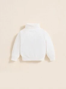 SHEIN Baby Boy Solid Turtleneck Sweater - White - View 1