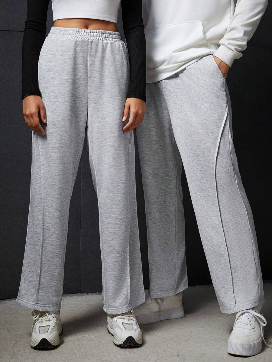 SWAVVY 1入組素色斜口袋衛褲 - 灰色 - 查看 1