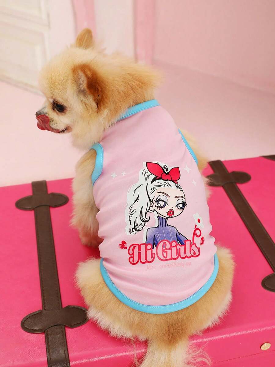 Petsin Cartoon Printed Pet Vest For Cats And Dogs, 1pc - Multicolor - View 1