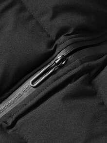 Men 1pc Zipper Front Vest Padded Coat - Black - View 7