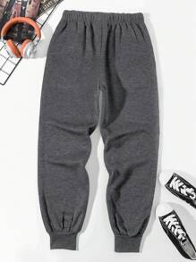 Men Cross Print Drawstring Waist Sweatpants - Dark Grey - View 2