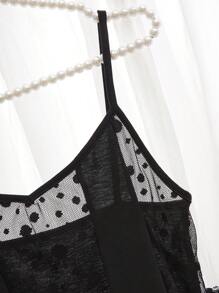 طقم بيجامات / طقم بيجامات بإدراج شبكي - الأسود - مشاهدة 5