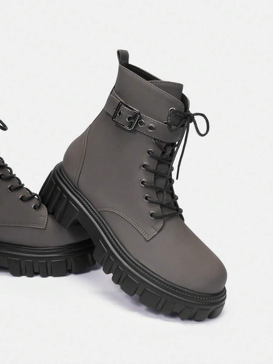 SheIn ICON 粗鞋底靴子 - 軍綠色 - 查看 1