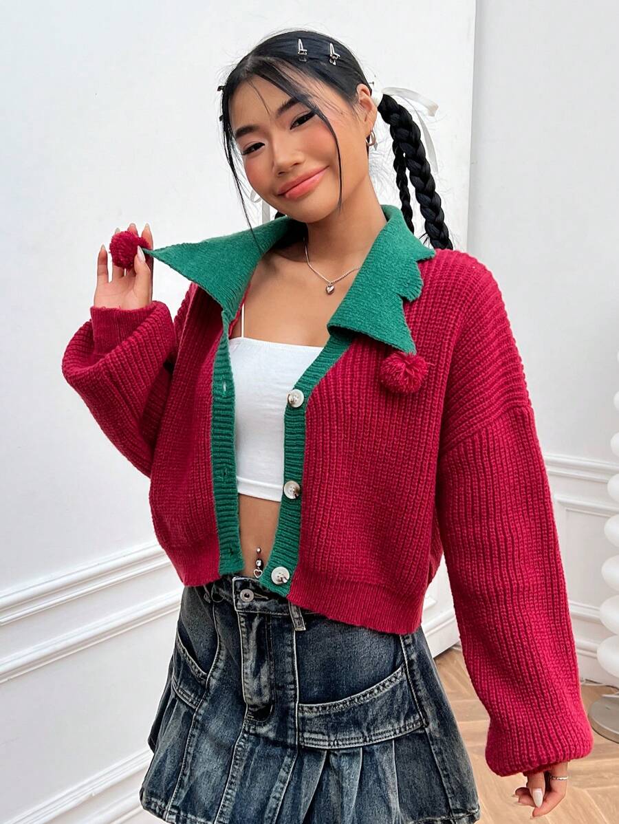 SHEIN EZwear Cárdigan de cuello en contraste de hombros caídos