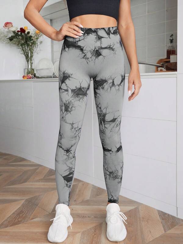 Yoga Trendy Leggings De Yoga Tie Dye Sem Costura Maciez Alta