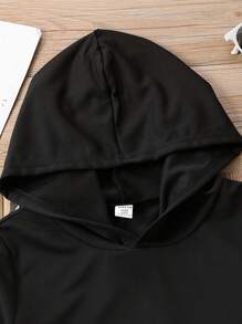 SHEIN 女大童素色連帽衫&吊帶上衣&標語圖案衛褲 - 黑與白 - 查看 6