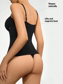 SHAPORA Women's Casual Black Backless Regular Length Medium Stretch Tank Top Shapewear With Tummy Control - Black - View 3