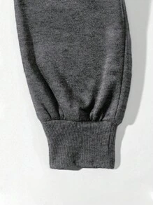 Men Cross Print Drawstring Waist Sweatpants - Dark Grey - View 6