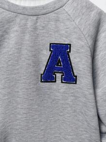 SHEIN Chico joven Sudadera con letra flocado de manga raglán 2 en 1