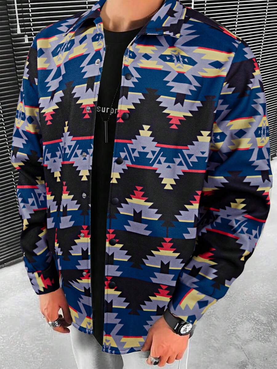 Manfinity Homme Men Geo Print Overcoat