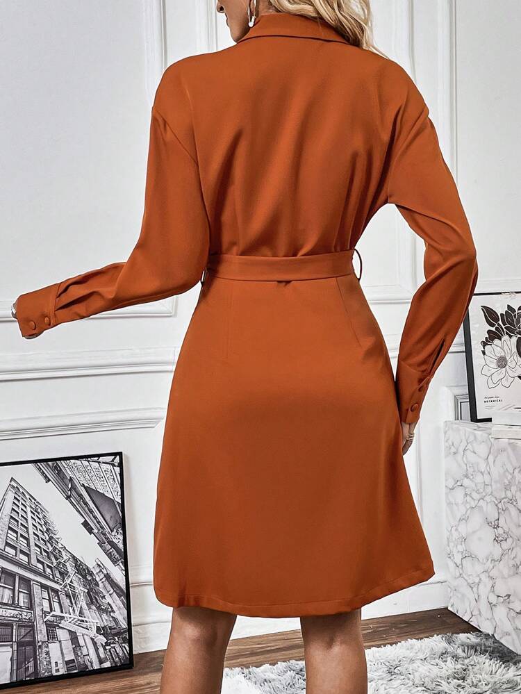 Shawl Collar Wrap Ruched Side Belted Coat Fall Cloth For Women