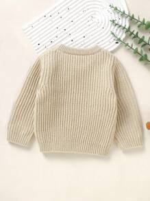 SHEIN Bebé niño Jersey tejido de canalé - Beis - Ver 2