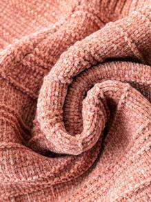 SHEIN Unity Plus Textured Knit Sweater & Knit Shorts - Khaki - View 3