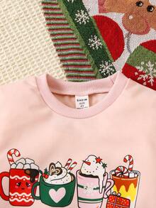 Chica Joven Sudadera con estampado de Navidad - Rosa - Ver 3