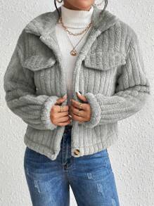 SHEIN LUNE Cazadora con diseño de solapa franela
