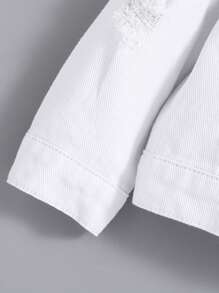 SHEIN Baby Boys' Distressed Denim Jacket - White - View 4