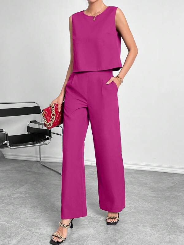 Siren Gaze Solid Tank Top & Wide Leg Pants