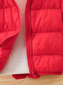 Young Boy Zip Up Hooded Padded Coat - Red - View 5
