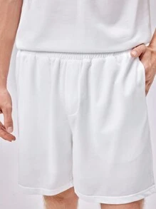 Manfinity VCAY Nam Đồ họa trái tim & khẩu hiệu Áo thun & quần đùi - trắng - Xem 4