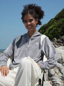 In My Nature Mountain Embroidery Half Zip Outdoor Sweatshirt - Grey - View 3