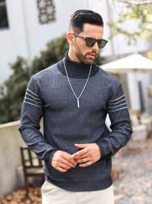 Manfinity Homme Nam Cổ áo cao Tay áo dài Áo len - màu đen - Xem 7