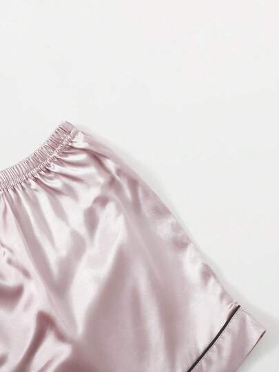 Moireta Contrast Piping Satijnen PJ Set Pajama view 5