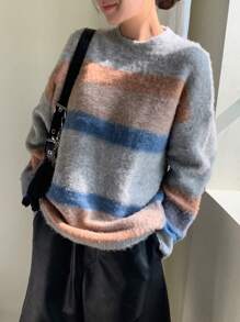 Dazy Star 撞色落肩蓬松针织毛衣，秋季女装