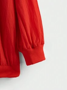 SHEIN EZwear Plus Zip Up Thermal Lined Hooded Jacket - Red - View 4