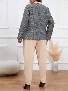 Calvaya Plus Plaid Print Shawl Collar Jacket & Pants - Multicolor - View 2