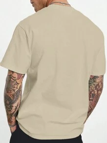 Nam Đồ họa Khẩu hiệu Áo thun - Màu Khaki - Xem 2