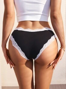 SHEIN Ropa Interior Femenina De Encaje Con Braguita De Triángulo - Multicolor - Ver 2