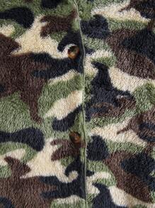 Thiếu niên cô gái Camo In áo có mũ Lông cừu áo Không có áo len - xanh quân đội - Xem 3