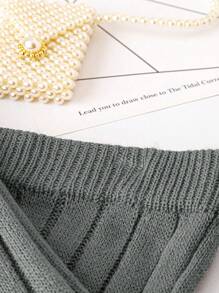 Calvaya Plus Mock Neck Drop Shoulder Sweater & Knit Pants Winter Fall Autumn - Dark Grey - View 4