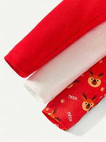 Baby Boy 3pcs Christmas Print Gift Box Bodysuit - White - View 9