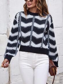 SHEIN LUNE Plaid Pattern Drop Shoulder Sweater Knit Pullover Fall Winter Outfit