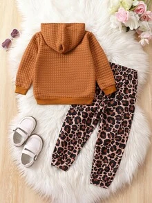 Young Girl Leopard Print Hoodie & Leggings